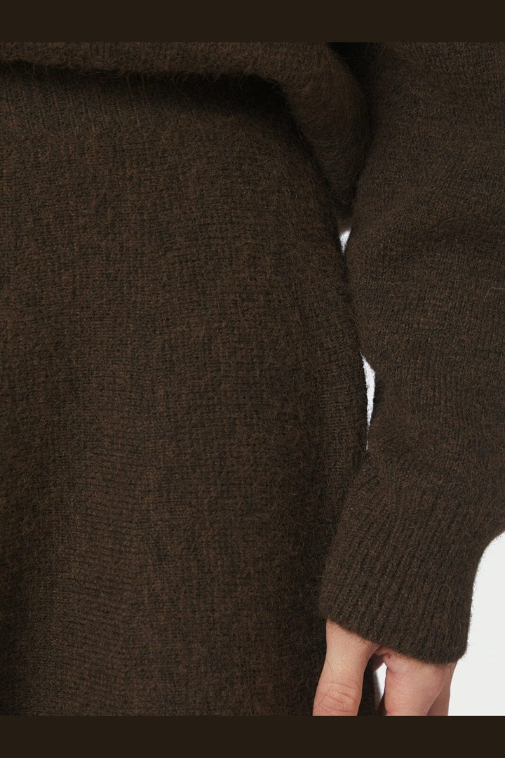 Neo Noir - Renata Fluffy Knit Skirt 168555 - 205 - Brown Melange