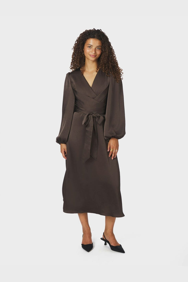 Neo Noir - Rimini Heavy Sateen Dress 163039 - 676 - Dark Brown