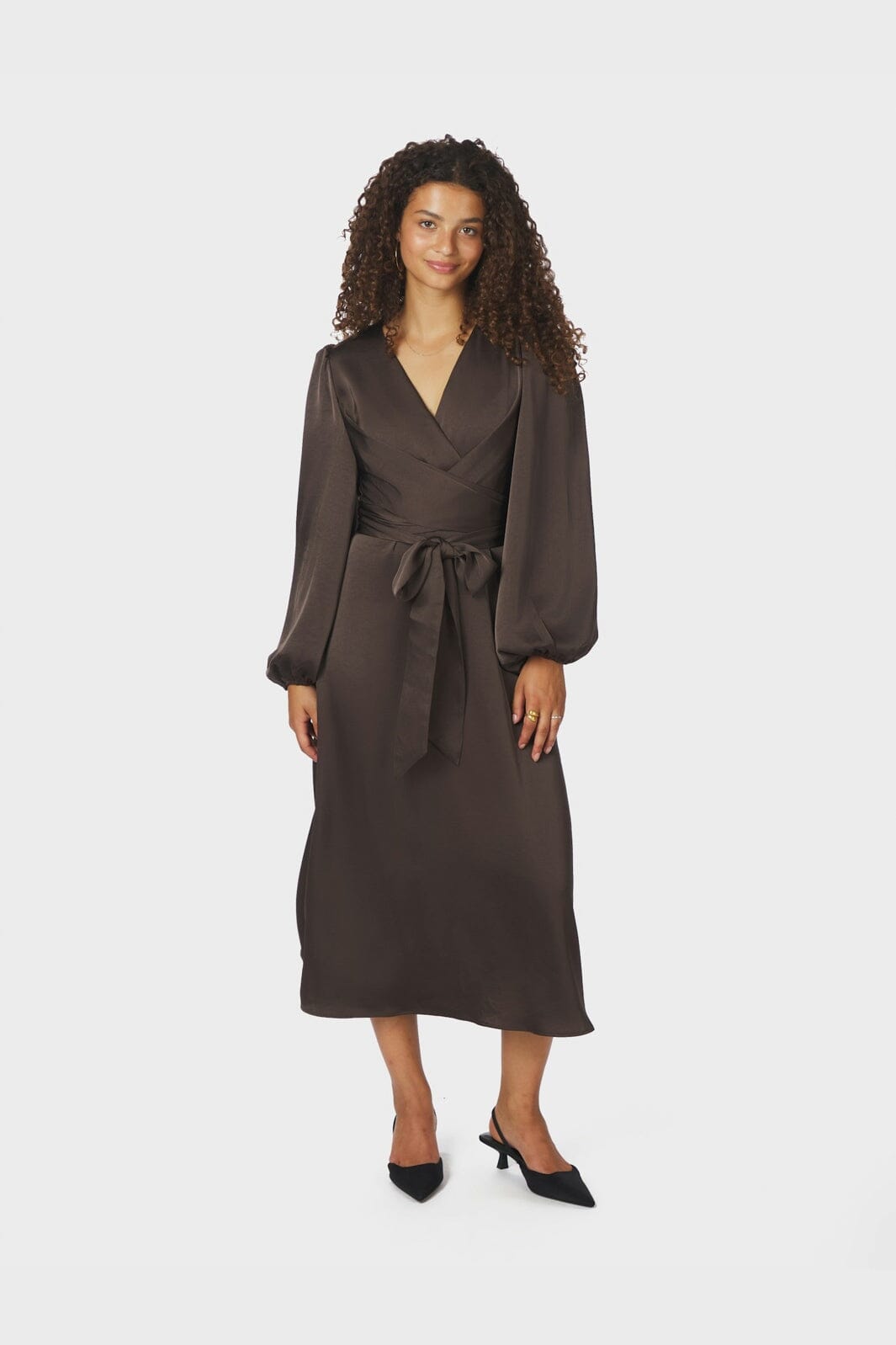 Neo Noir - Rimini Heavy Sateen Dress 163039 - 676 - Dark Brown