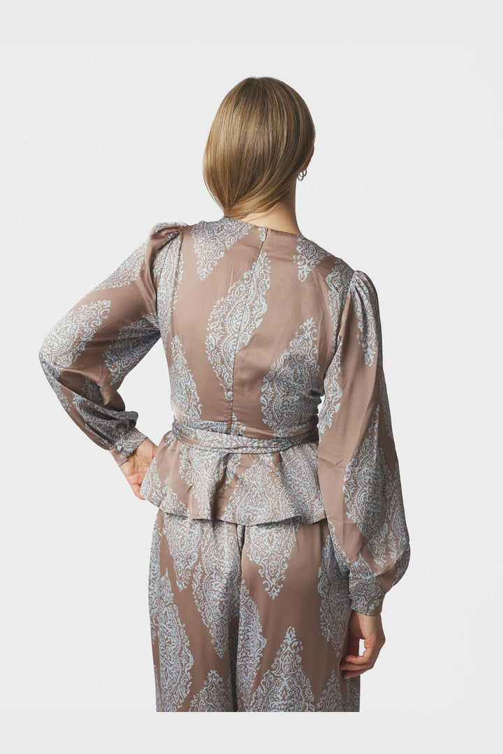 Neo Noir - Rista Paisley Drop Blouse 166208 - 481 - Dark Taupe/Light Blue