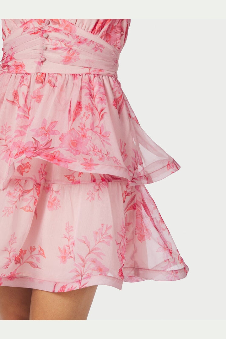 Neo Noir - Rivana Print Chiffon Dress 168848 - 170 - Pink