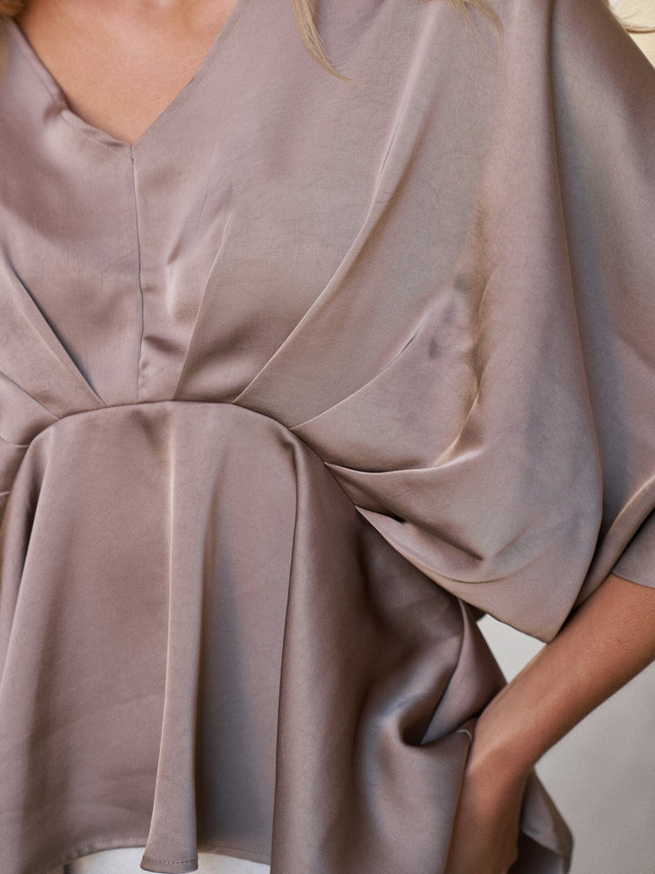 Neo Noir - Rivina Heavy Sateen Blouse 168095 - 811 - Dark Taupe Bluser 