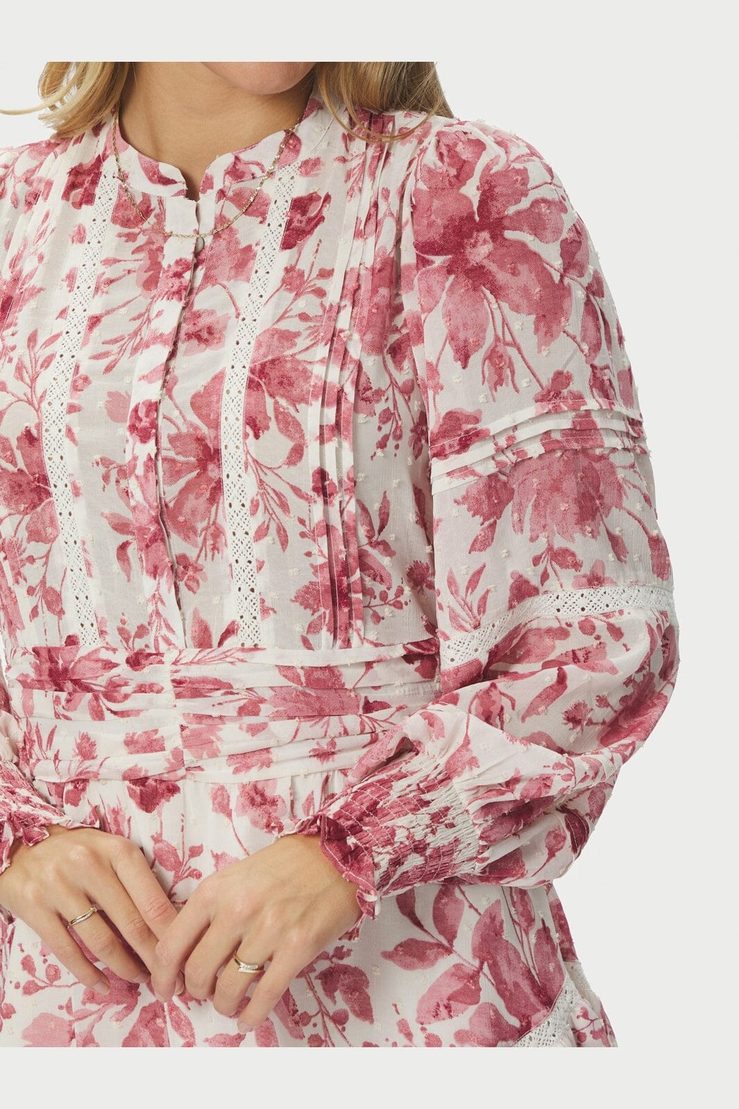 Neo Noir - Roberta Flower Print Dress 168697 - 823 - Evening Rose