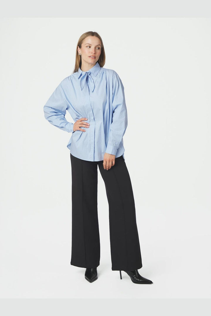 Neo Noir - Rochelle Scarf Fine Stripe Shirt 170095 - 145 - Light Blue