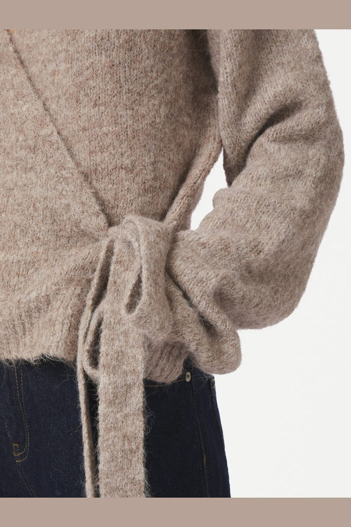 Neo Noir - Ronia Fluffy Wrap Knit Cardigan 166619 - 976 - Beige Melange