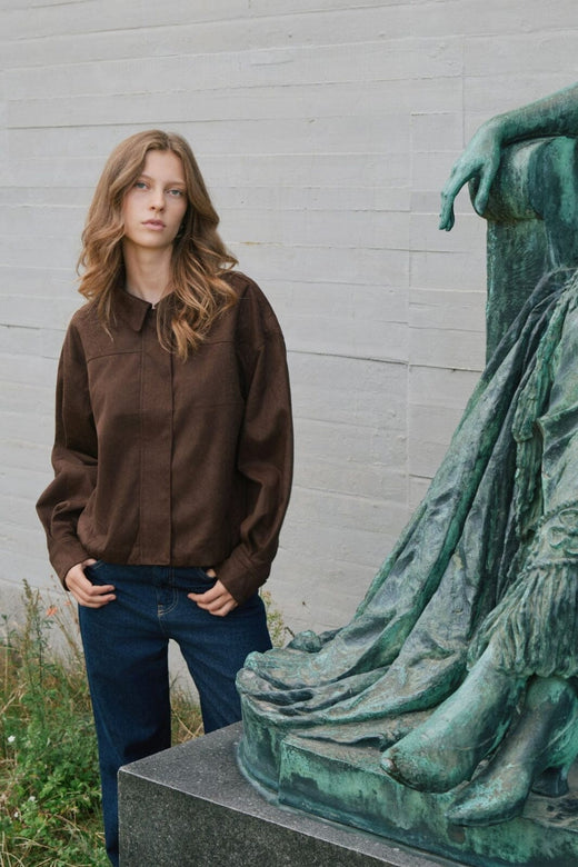 Neo Noir - Rubby Faux Suede Jacket 166554 - 676 - Dark Brown Jakker 