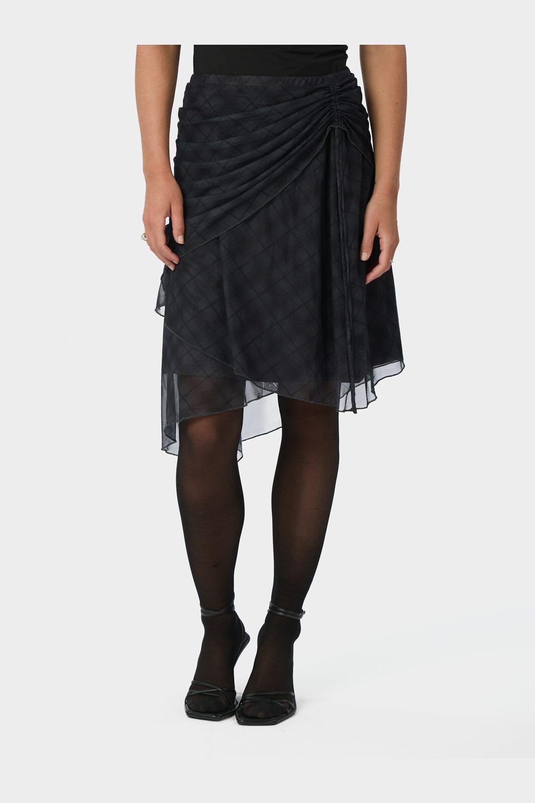 Neo Noir - Saffron Check Mesh Skirt 167206 - 104 - Dark Grey