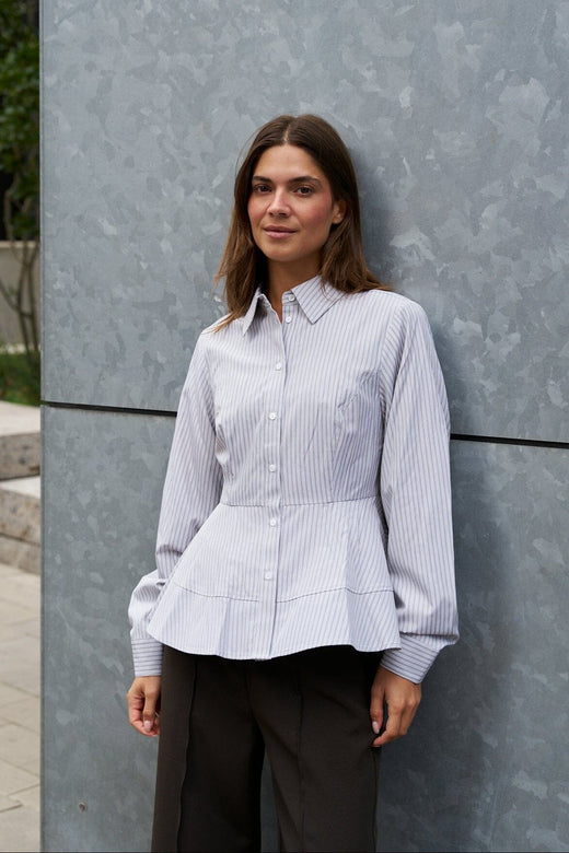 Neo Noir - Samira Stripe Shirt 169891 - 979 - Taupe Stripe Skjorter 