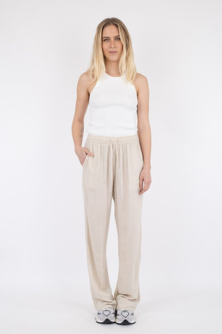 Neo Noir - Sonar Drapy Linen Pants - Natural Bukser 