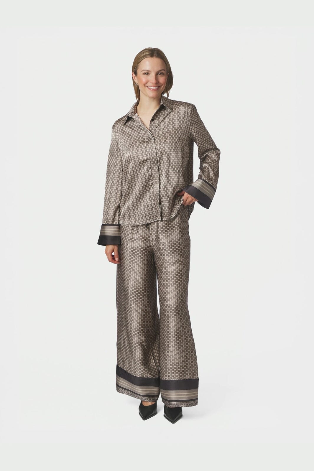 Neo Noir - Sora Pattern Pants 170076 - 123 - Beige