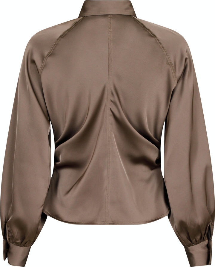 Neo Noir - Susannah Sateen Shirt - Khaki