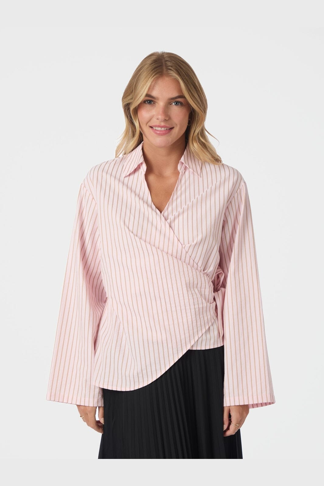 Neo Noir - Tifuna Stripe Wrap Shirt 167535 - 754 - Light Pink