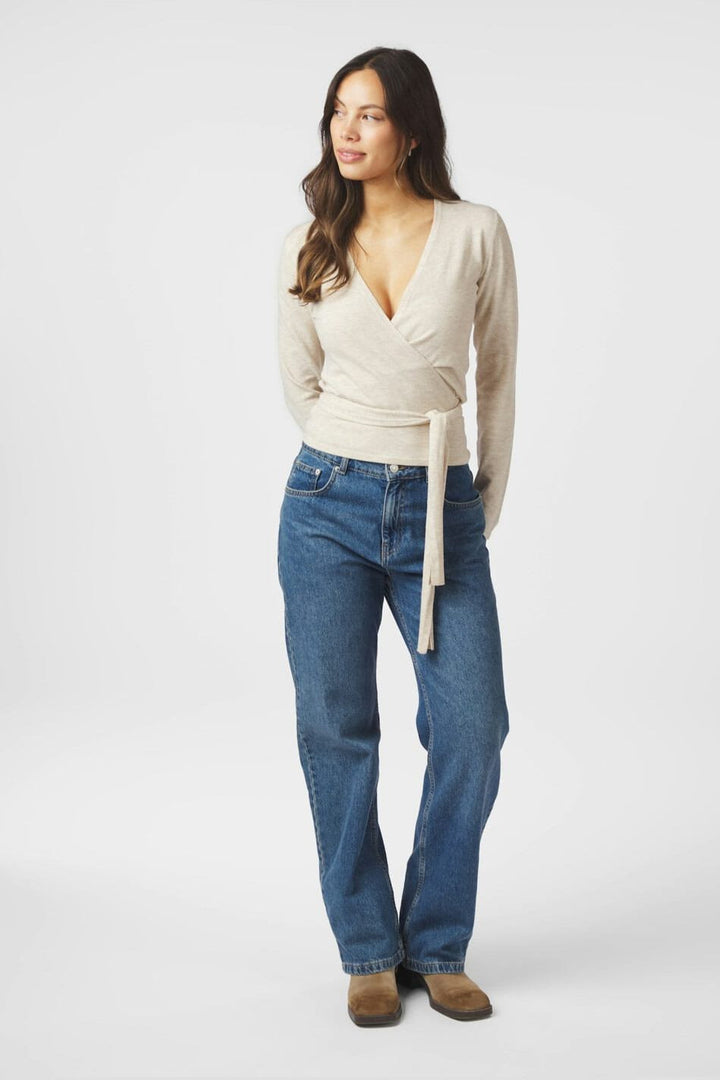 Neo Noir - Tilfa Knit Wrap Blouse 166313 - 213 - Sand