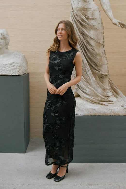 Neo Noir - Tiranna Big Flower Mesh Dress 166824 - 100 - Black Kjoler 