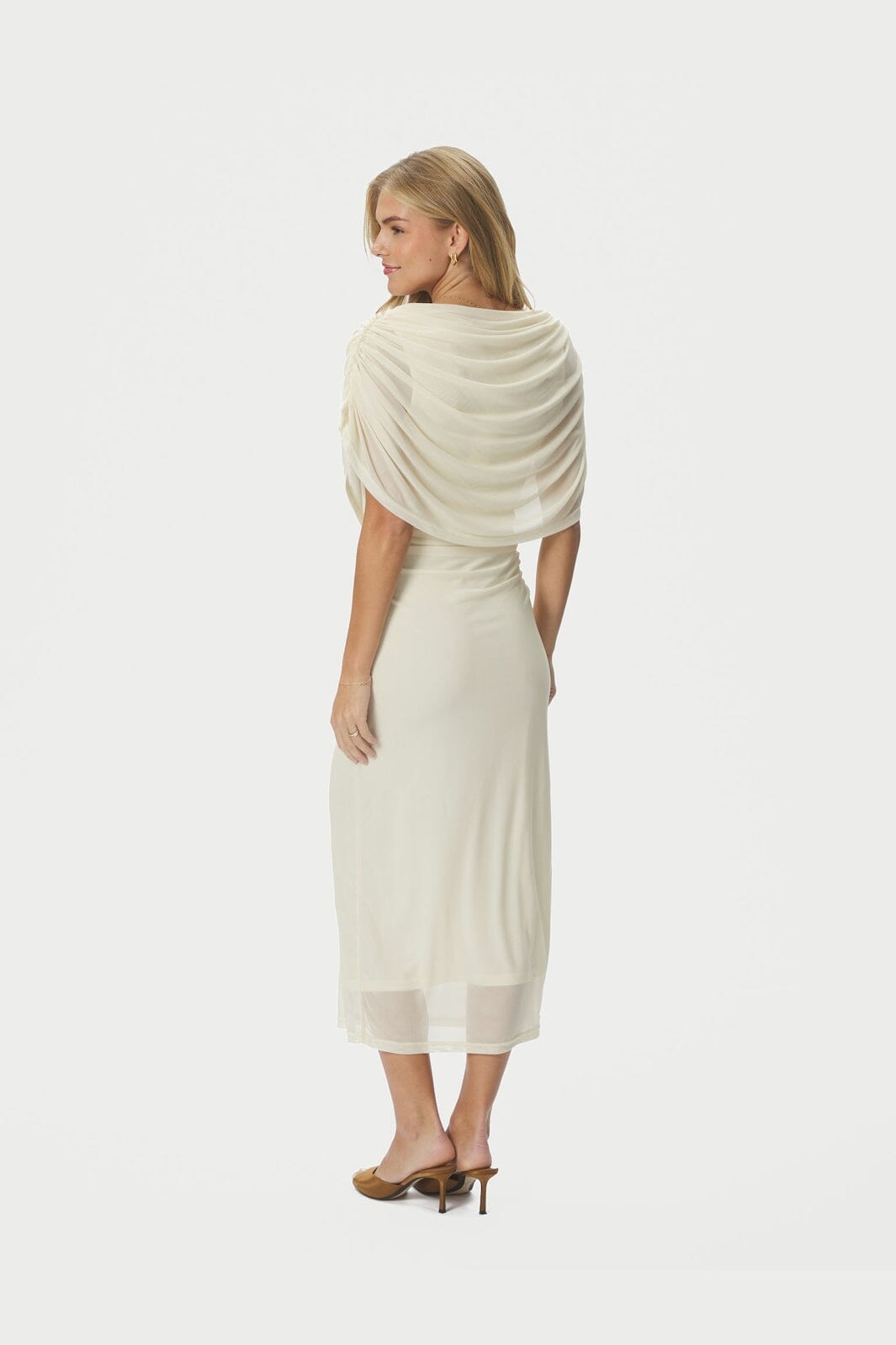 Neo Noir - Tottuna Long Drapy Mesh Dress 168451 - 191 - Light Yellow