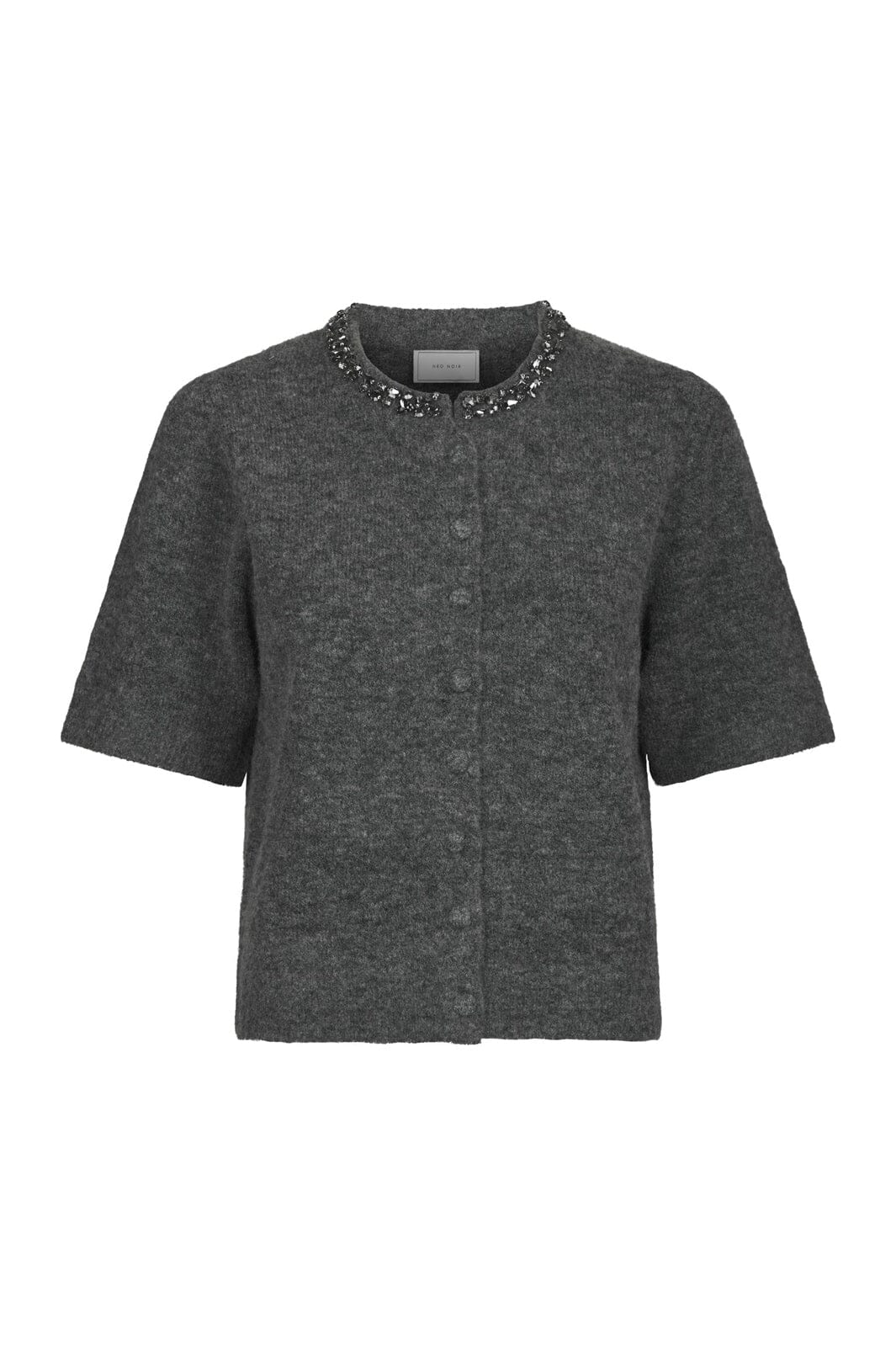 Neo Noir - Vanille Stone Soft Knit Cardigan 170125 - 805 - Dark Grey Mel.