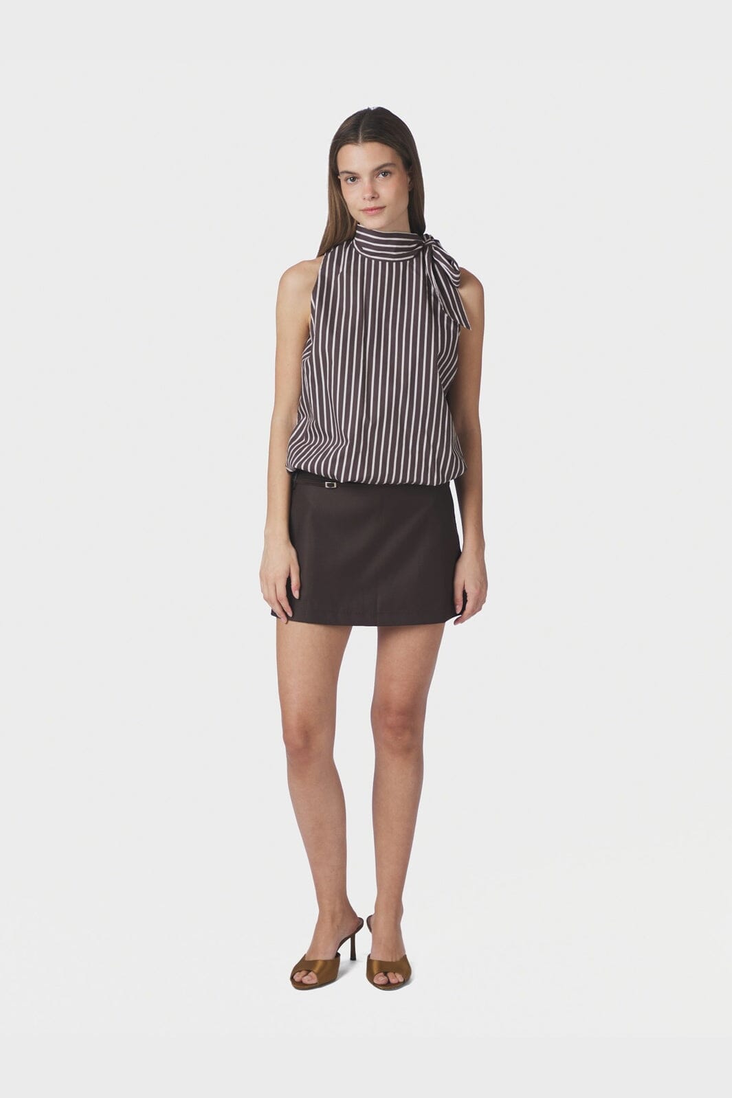 Neo Noir - Veda Wide Stripe Top 169761 - 676 - Dark Brown