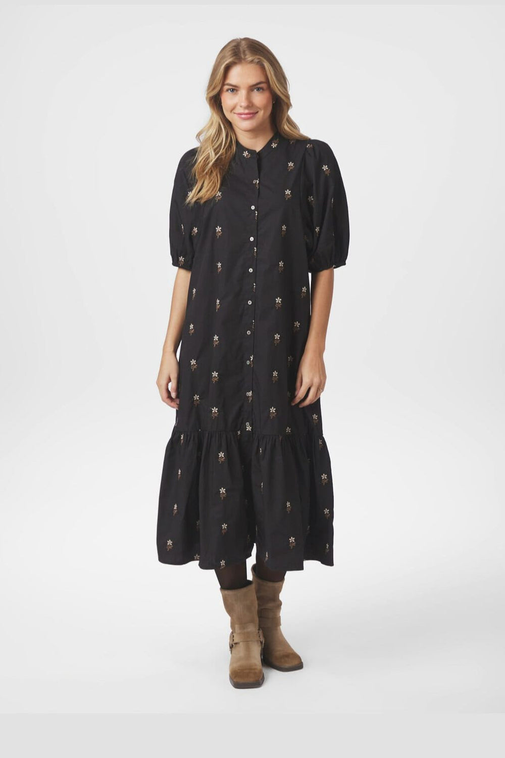 Neo Noir - Veronica Flower Emb Dress 166846 - 100 - Black