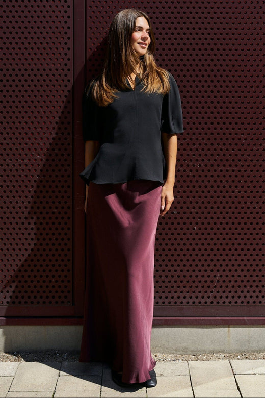 Neo Noir - Vicky Heavy Sateen Skirt 159588 - Burgundy Nederdele 