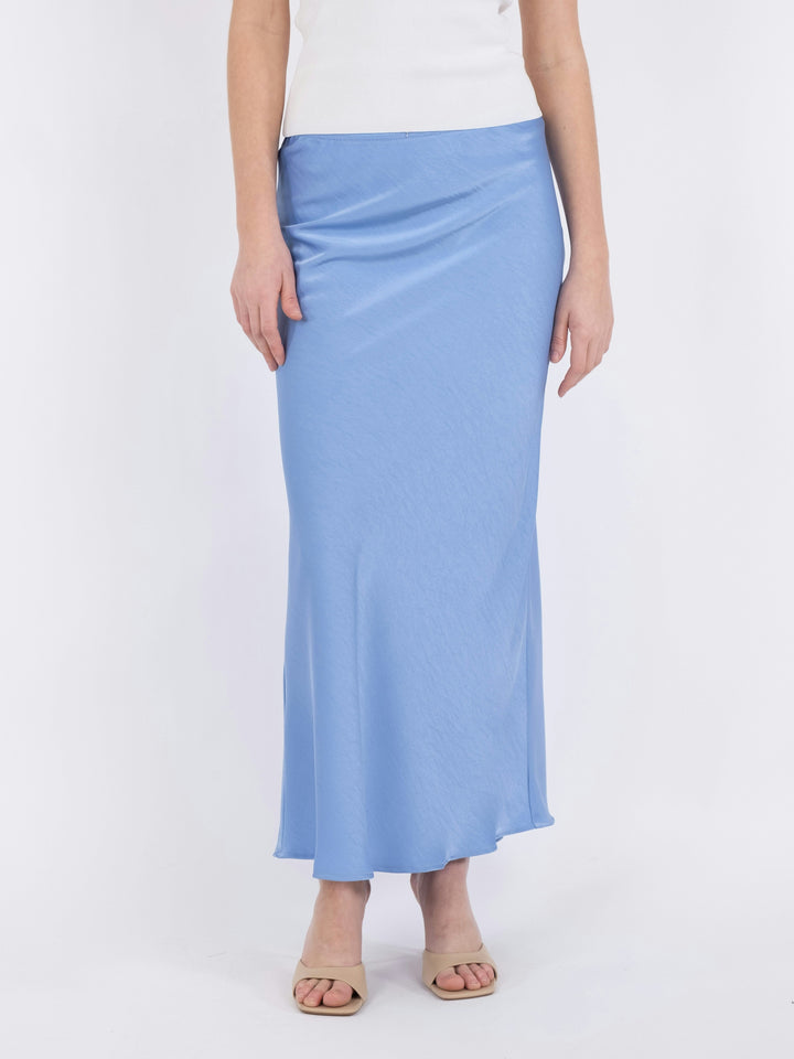 Neo Noir - Vicky Heavy Sateen Skirt - Dusty Blue