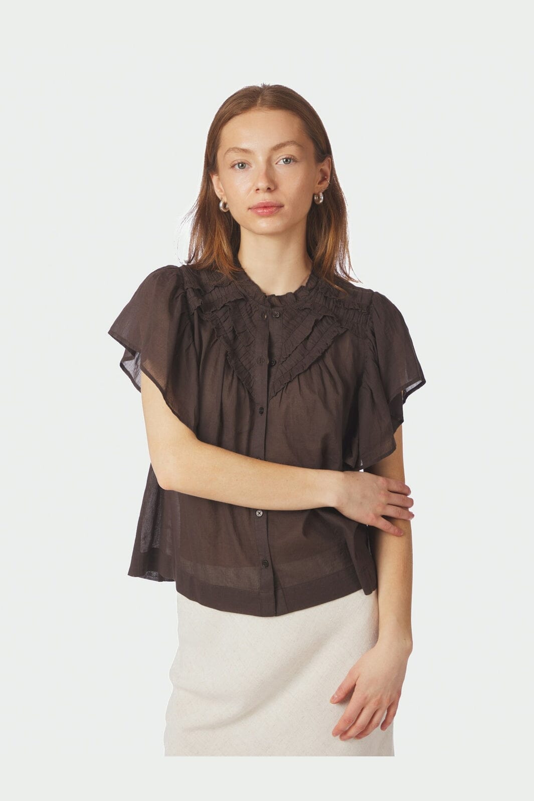 Neo Noir - Vinsa S Voile Top 169039 - 676 - Dark Brown