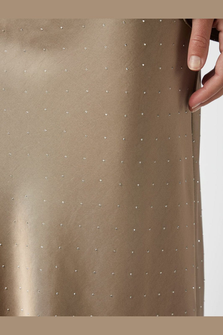 Neo Noir - Viso Heavy Sateen Bedaz Skirt 166890 - 811 - Dark Taupe