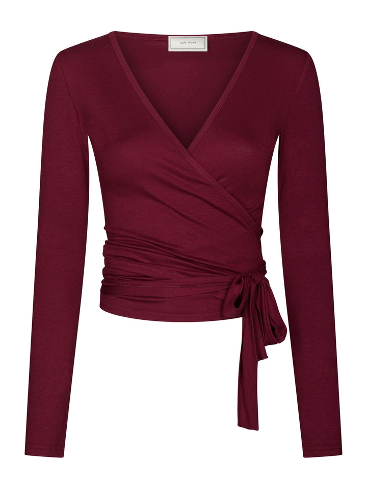 Neo Noir x Molly&My Athleisure - Nia Jersey Wrap Blouse 165501 - 162 - Bordeaux Bluser 