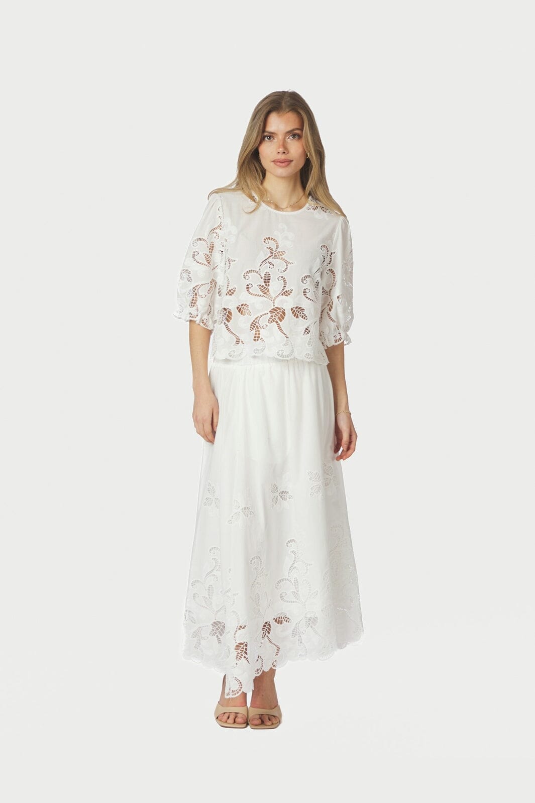 Neo Noir - Yara Long Emb Skirt 168438 - 120 - White