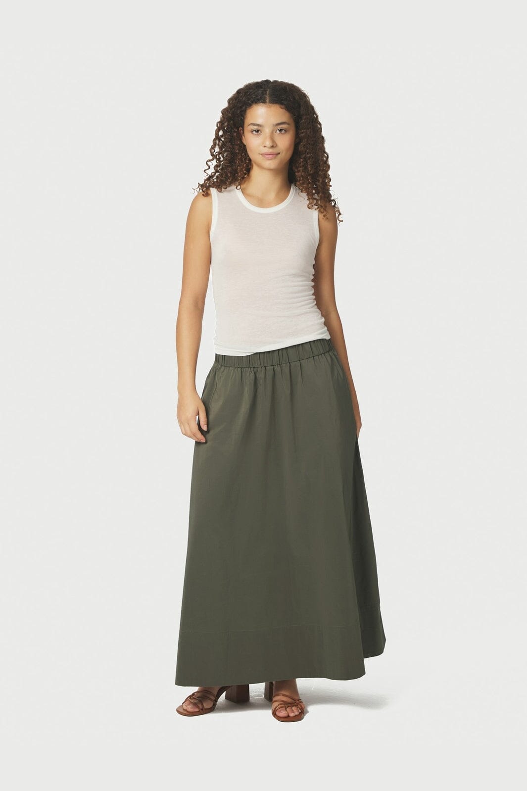 Neo Noir - Yara Long Poplin Skirt 163076 - 151 - Army