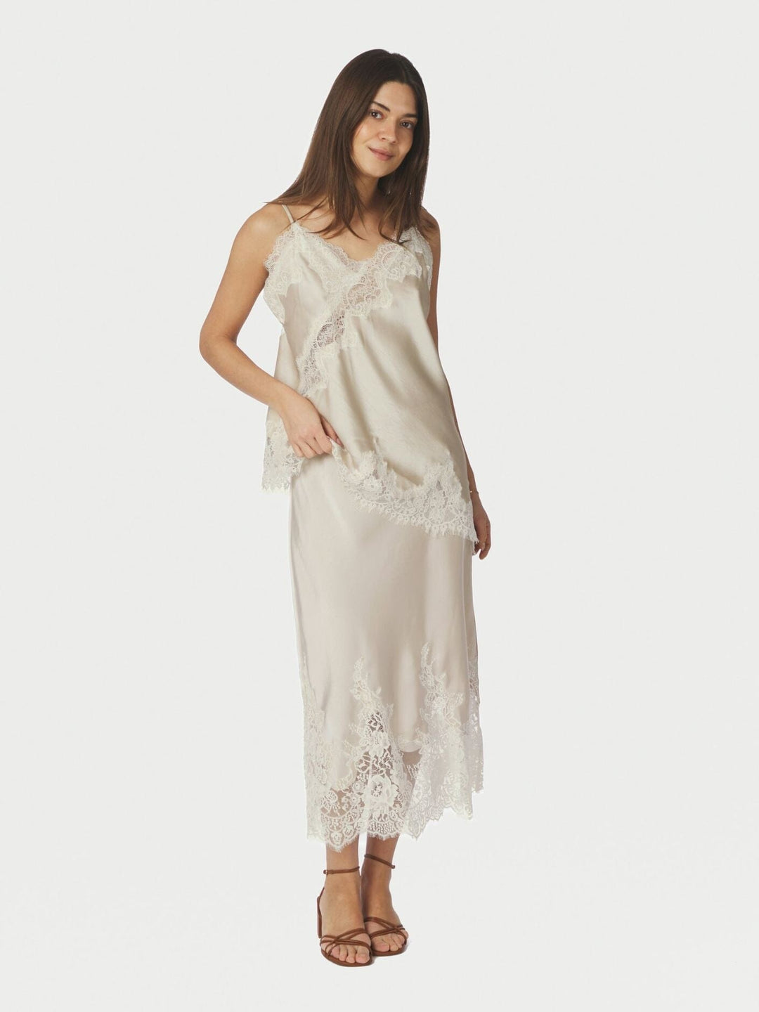 Neo Noir - Yelina Heavy Sateen Skirt 169332 - 720 - Champagne Nederdele 