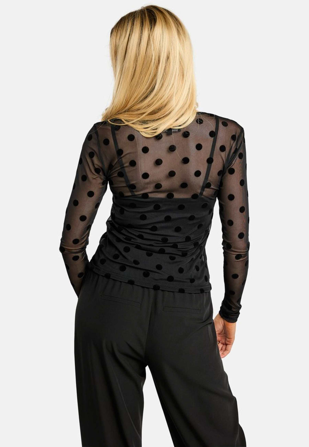 Liberte - Mesh Ls Tshirt, Flock 22081 - Black Big Dot