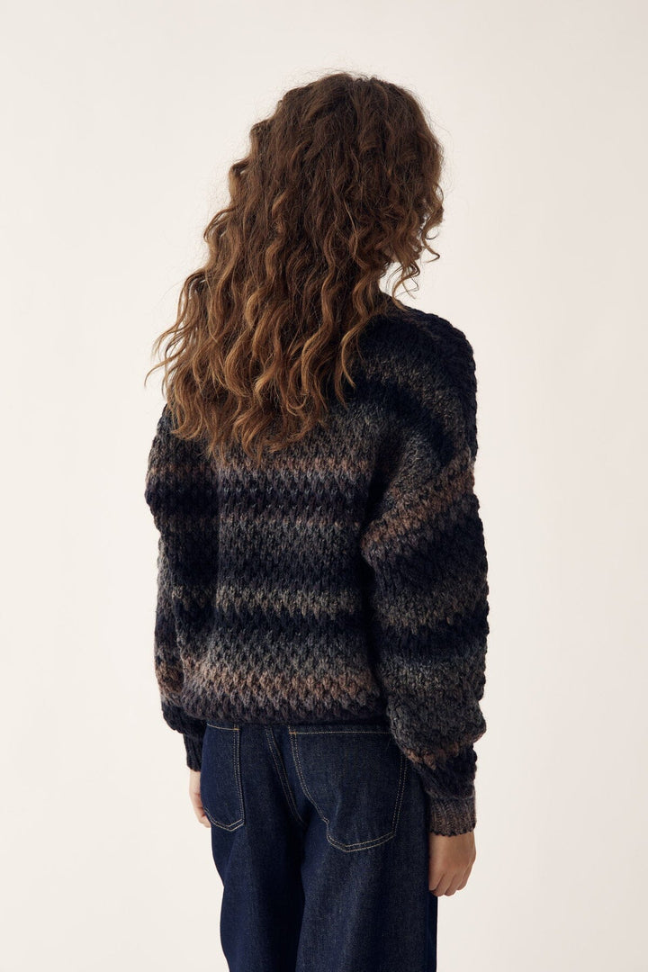 Noella - Gio Knit Sweater 12165005 - 1415 - Brown Grey Mix Strikbluser 