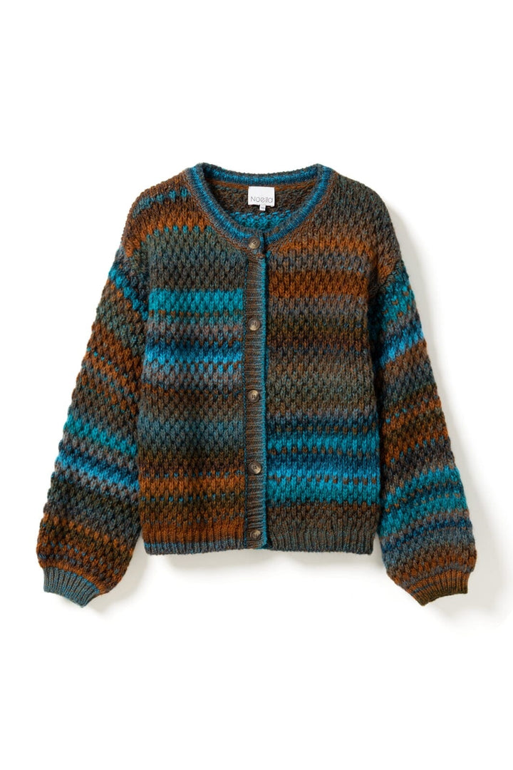 Noella - Kae Knit Cardigan 10870001 - 1375 - Turqouise Brown Mix Cardigans 