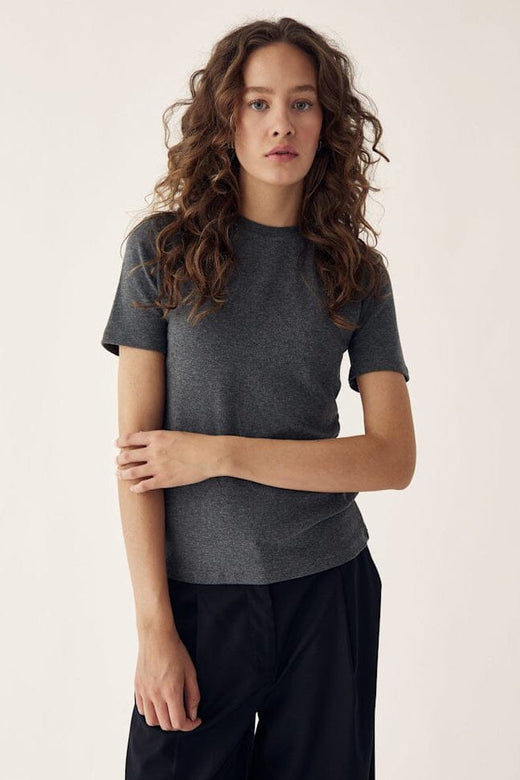 Noella - Lidie Ss Top 14090002 - 019 - Dark Grey Melange T-shirts 