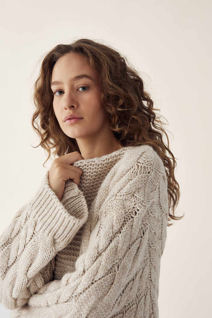 Noella - Lisbeth Knit 14380001 - 025 - Oatmeal Strikbluser 