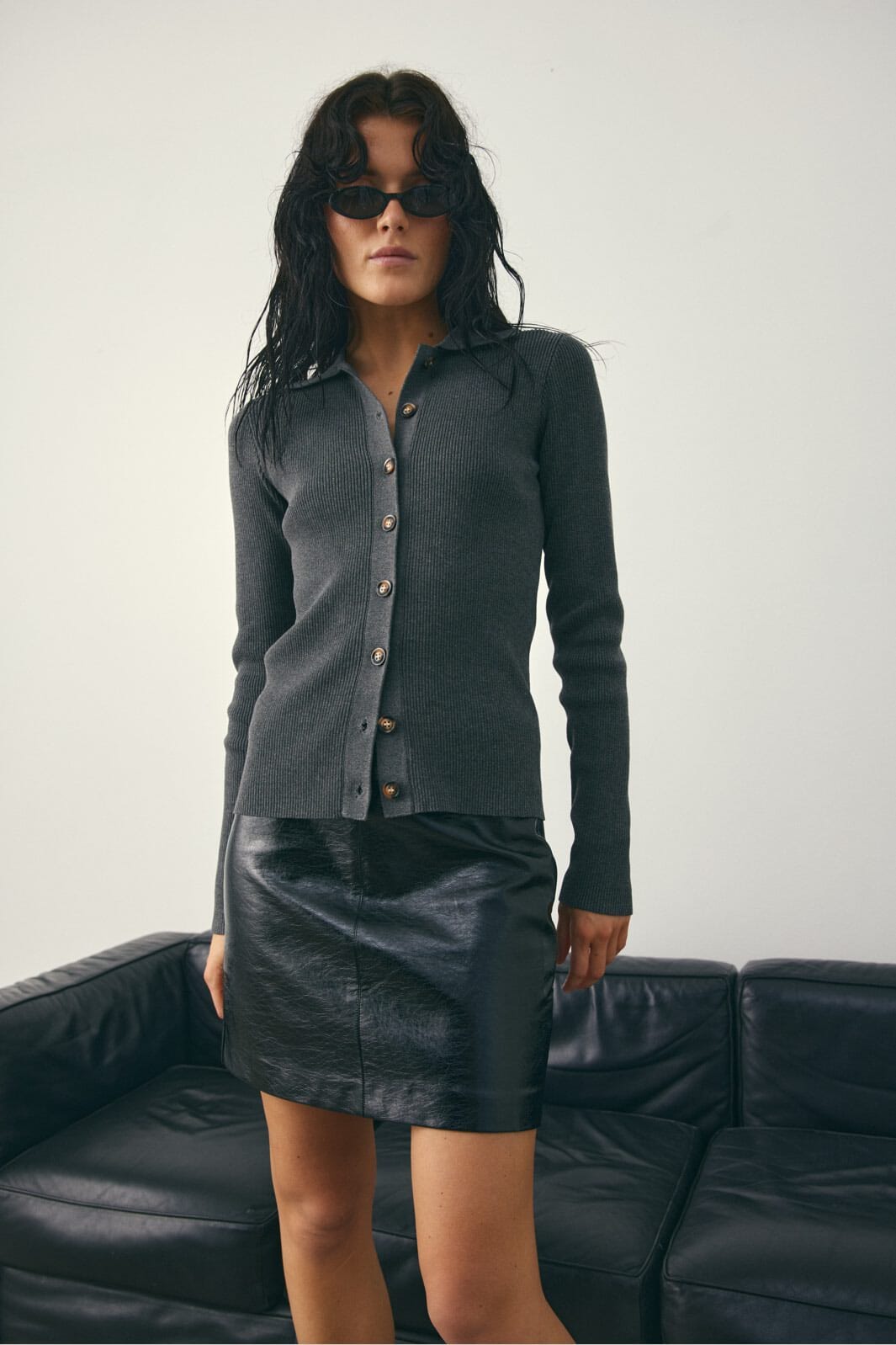 Noella - Livanna Knit Cardigan 13800005 - 972 - Medium Grey Mel.