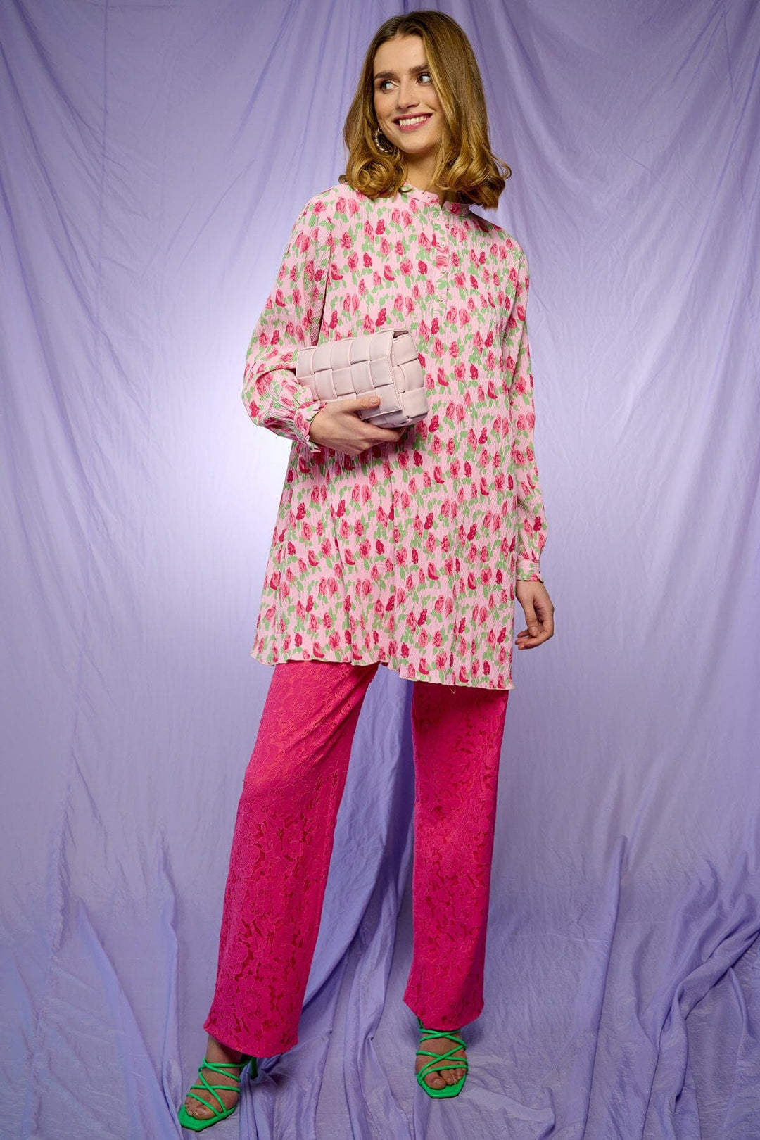 Noella - Mae Short Dress - 1056 Fuchsia Flower Kjoler 