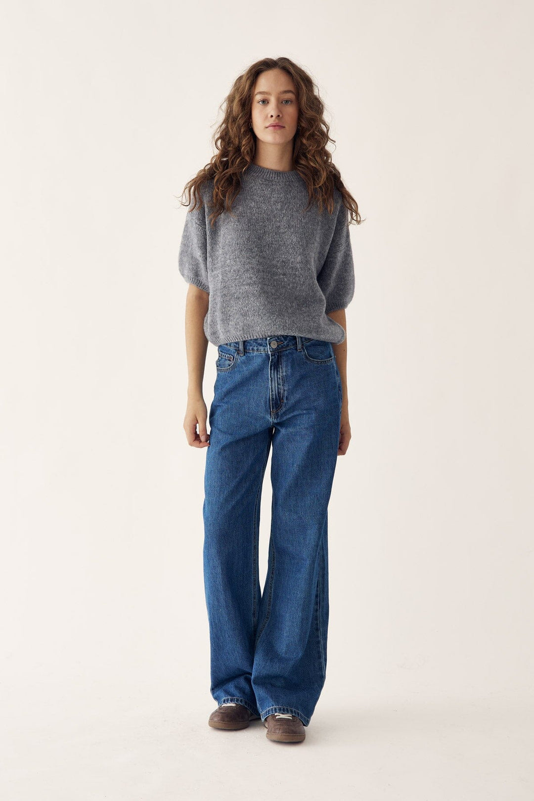 Noella - Mimi Knit Jumper - 218 Grey Strikbluser 