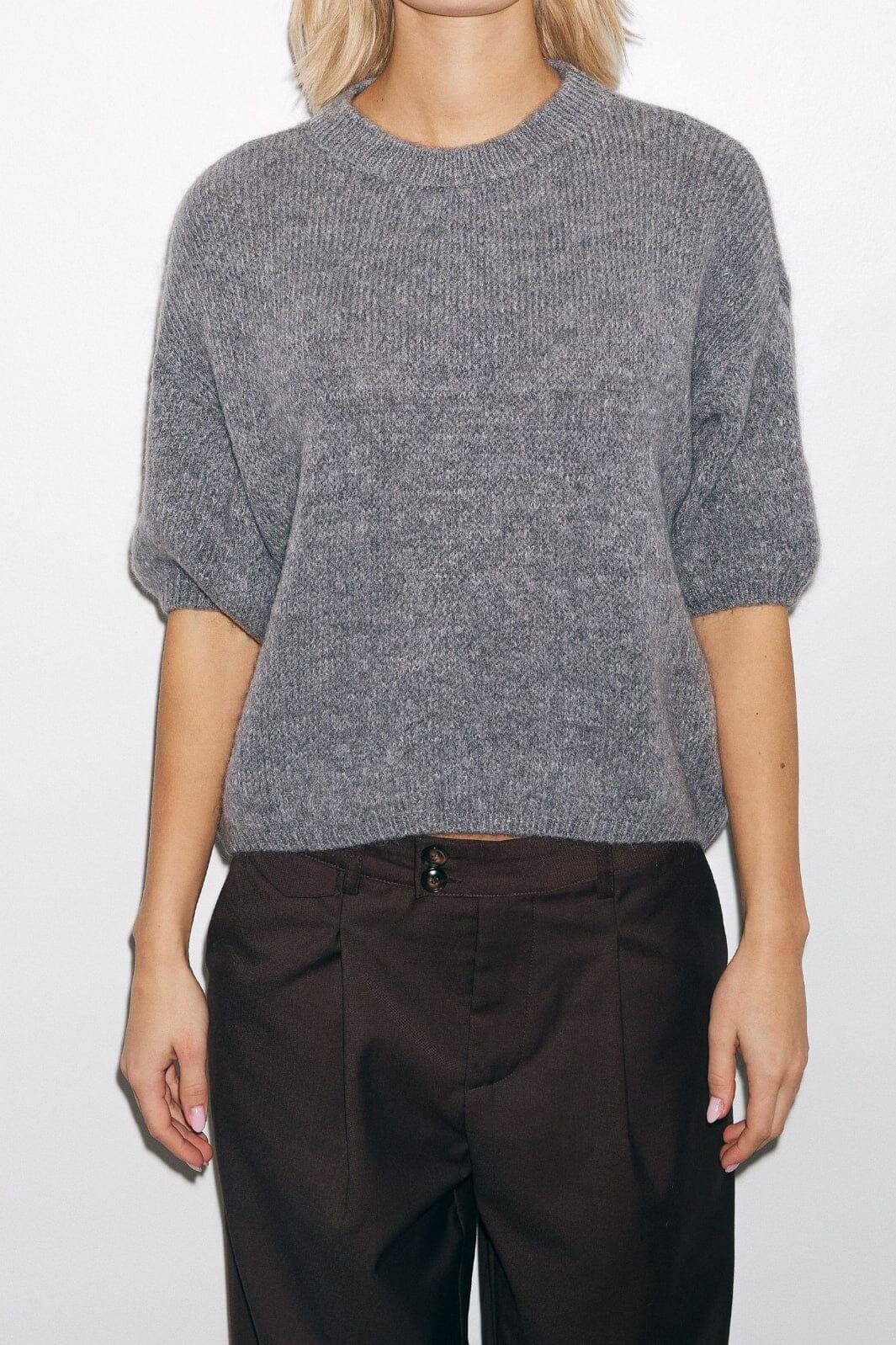 Noella - Mimi Knit Jumper - 218 Grey Strikbluser 