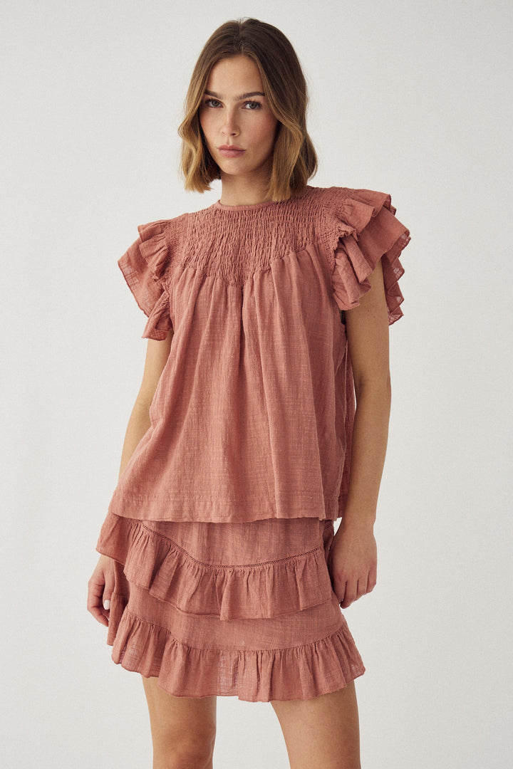 Noella - N-Maura Blouse 15710001 - 1455 - Red Clay Bluser 