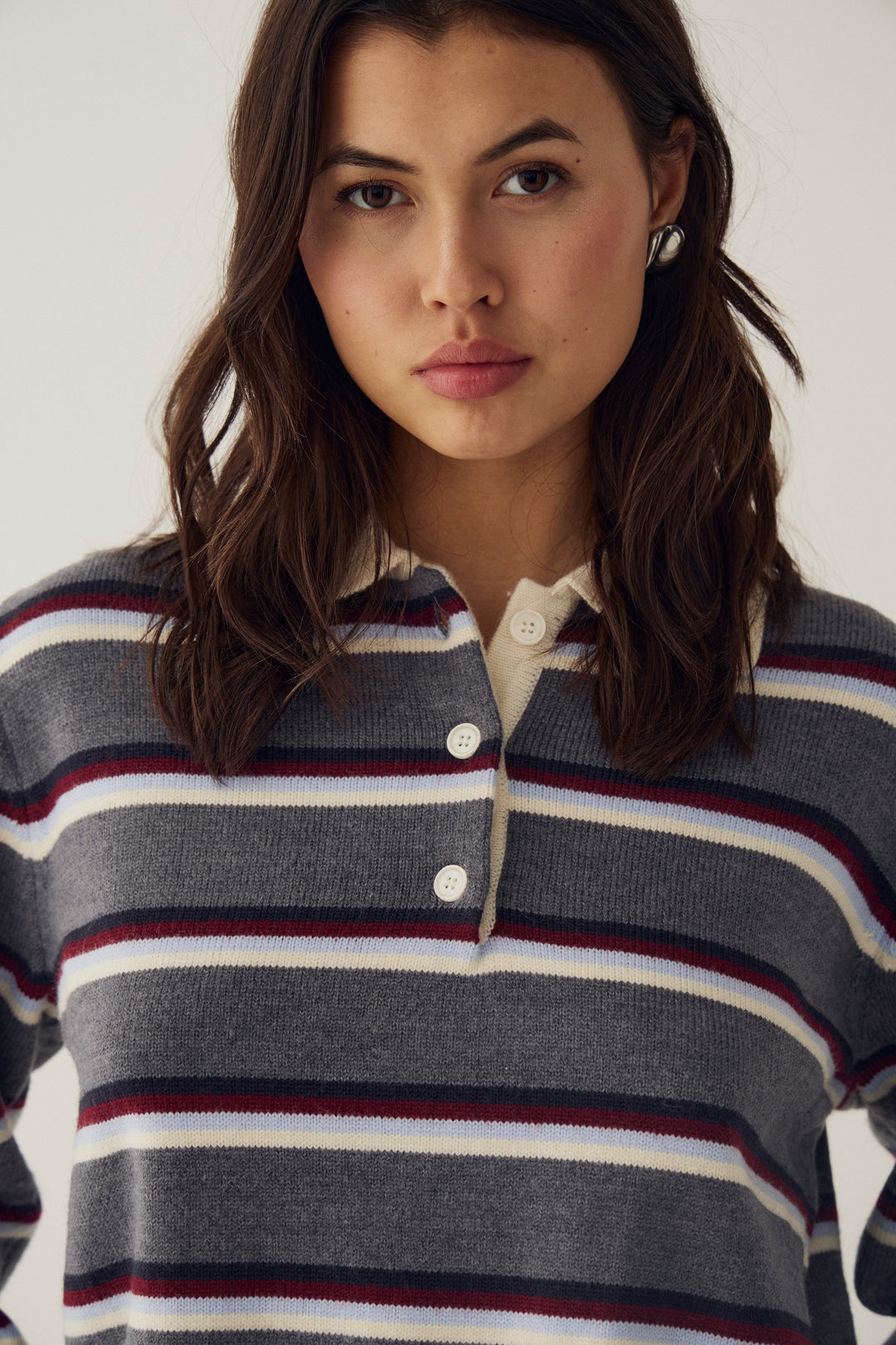 Noella - N-Merryll Knit 16070001 - 1533 - Delissa Grey Stripe Strikbluser 