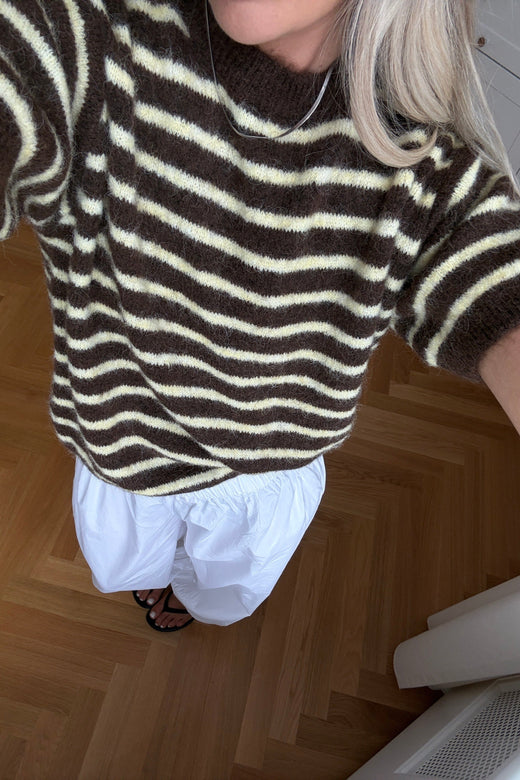 Noella - N-Monikah Ss Knit 16570003 - 1536 - Brown Yellow Stripe Strikbluser 