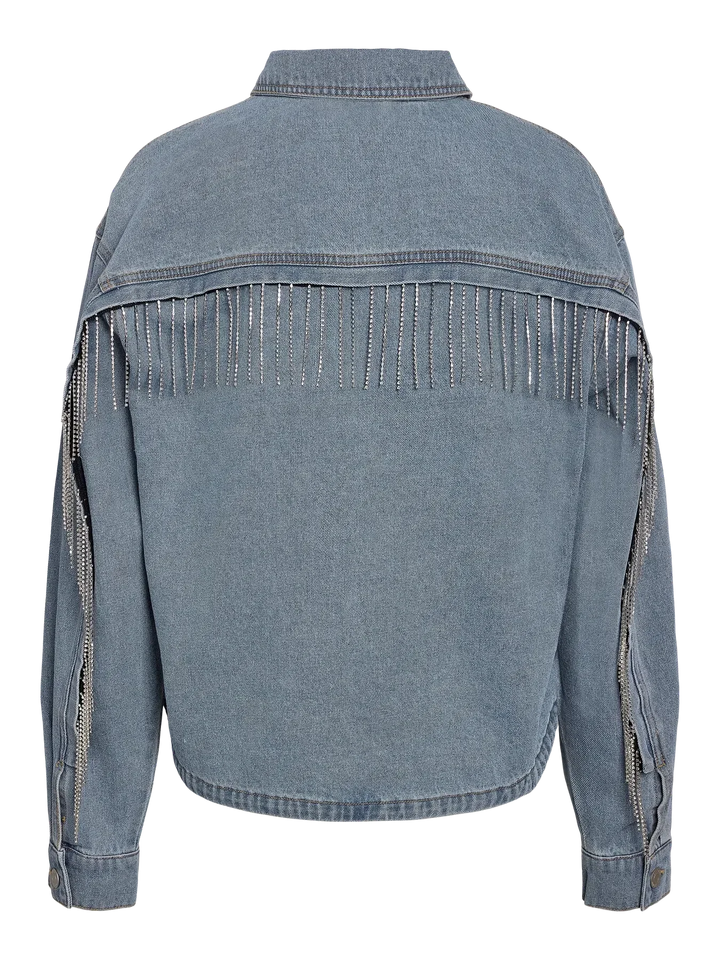 Noisy May - Nmalva L/S Shacket W Fringe Bs039Lb - 4944548 Light Blue Denim Jakker 