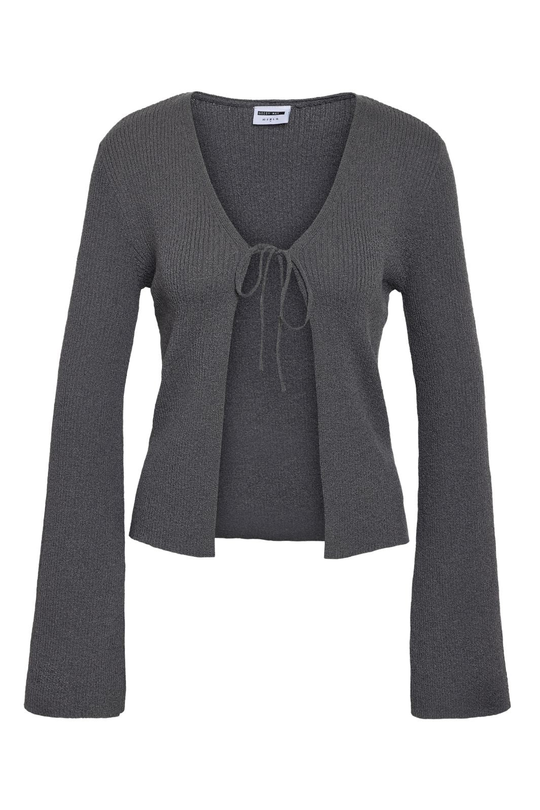 Noisy May - Nmaylin L/S Tie Knit Cardigan Dd - 4803686 Charcoal Gray