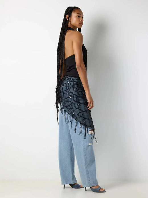Noisy May - Nmdazzle Sequin Wrap Skirt - 5190931 Black Black Sequins Nederdele 