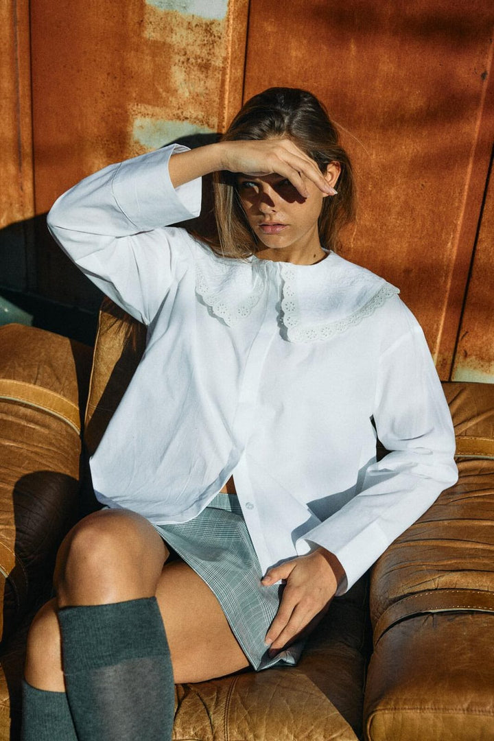 Noisy May - Nmeliza L/S Embr Collar Shirt - 4921981 Bright White