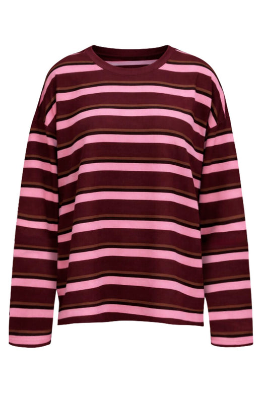 Noisy May - Nmember L/S Stripe Sweat - 5208460 Winetasting Begonia Pink / Chocolate Brown