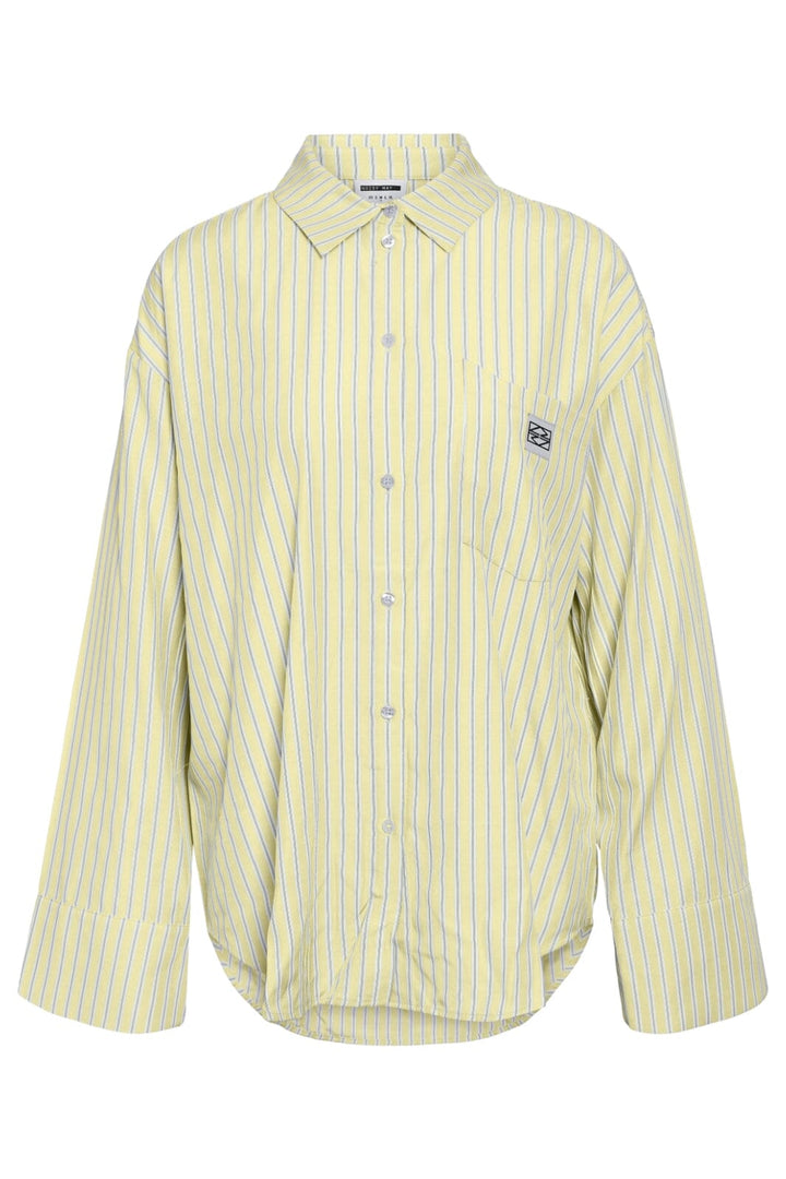 Noisy May - Nmfrida L/S Button Shirt - 4976619 Pastel Yellow Bright White