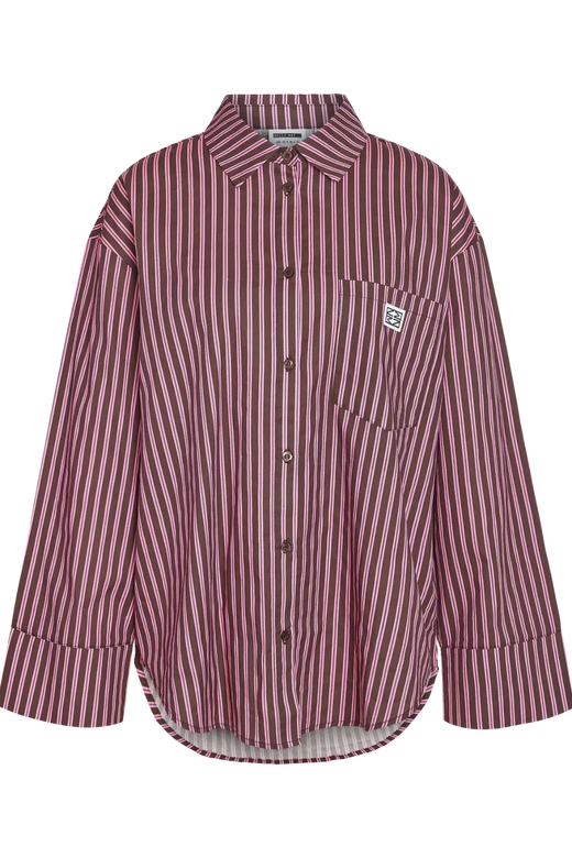Noisy May - Nmfrida L/S Button Shirt Box - 5089197 Windsor Wine Begonia Pink/White Skjorter 