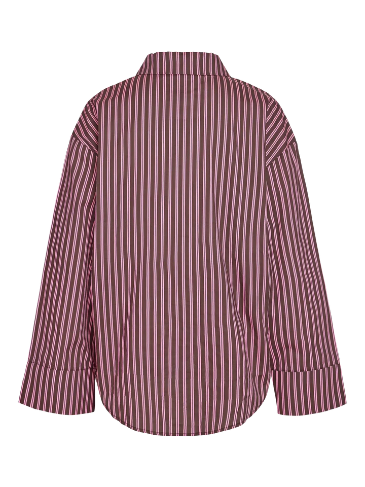 Noisy May - Nmfrida L/S Button Shirt Box - 5089197 Windsor Wine Begonia Pink/White Skjorter 